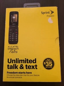 Sprint Alcatel OneTouch Retro Cell Phone No Contract No Credit Check Prepaid NIB - Picture 1 of 4