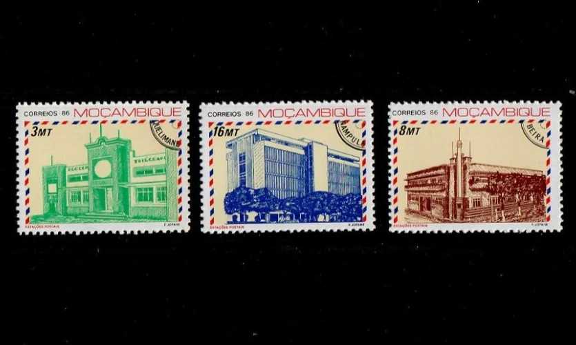 Mozambique 1986 - Oficinas de Correos - Juego de 3 estampillas - Scott #1004-1007 - MNH Foto 1 de 1