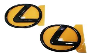 FITS LEXUS IS250 IS350 FRONT & REAR SET EMBLEM W ALIGN PINS PEARL BLACK 06-12 