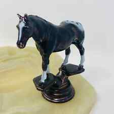 Vintage Horse Figurine On Onyx Trinket Holder Ashtray 8" Appaloosa Club 1970