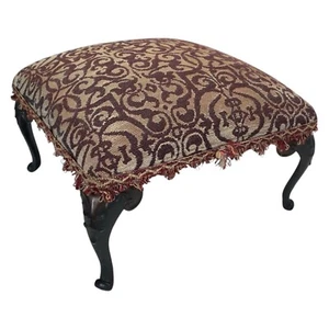 Vintage Floral Padded Fabric Footstool Footrest Ottoman Metal Legs Victorian - Picture 1 of 12