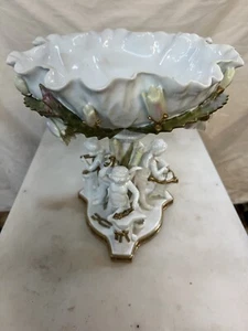 Large Moore Brothers Bros 3 Cherubs Centerpiece Compote Bowl circa 1890 12x11” - Picture 1 of 6