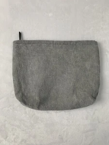 Gray Corduroy Storage Case Soft Sided Unisex For Travel Makeup Pens Cords - Picture 1 of 6