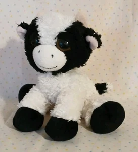 Aurora Dreamy Eyes Black White Holstein Cow Stuffed Animal Plush Toy 8" READ - Picture 1 of 8