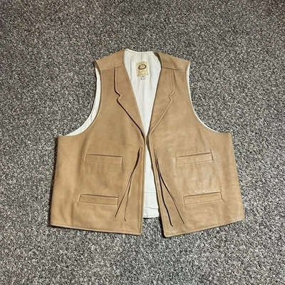 Wah Maker Leather Vest Size L Brown Buckleback - Pre-Owned - Image 1 of 4