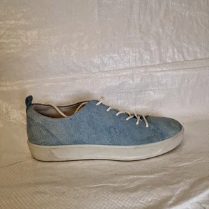 Zapatillas deportivas Ecco para mujer suaves 8 azules de cuero agrietado de encaje bajas EU39 UK6 - Imagen 1 de 11