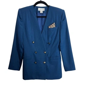 Casual Corner Executive Skirt and Blazer Suit Blue Vintage Size 4 Professional - Picture 1 of 15