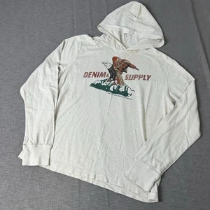 Denim Supply Ralph Lauren Hoodie Shirt Mens M Beige Bald Eagle Graphic USA Y2K - Picture 1 of 8