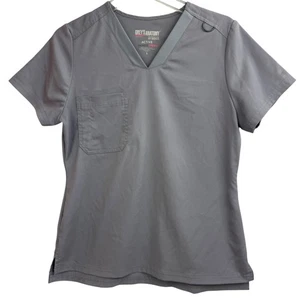Greys Anatomy Scrub Top Size Small Gray Has Chest Pocket A13 - Picture 1 of 5