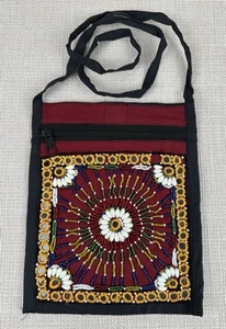 Traditional India Handmade - Embroidered Cotton Sling Purse Bag - Vibrant Colors - Picture 1 of 7