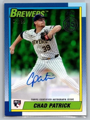 Chad Patrick 01/99 GREEN ROOKIE AUTO 2025 Topps Update #90AU-CPK Brewers - Image 1 of 2