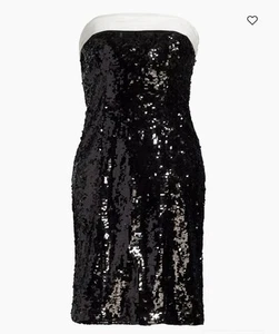Mini abito Alice & Olivia nero e avorio con paillettes e fiocco impreziosito taglia 0 $550 nuovo con etichette - Foto 1 di 6