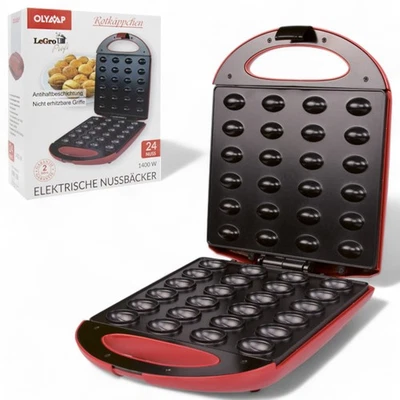 OLYMP HANDELS GMBH Nussbäcker Waffeleisen Backautomat 24 Stück Rotkäppchen rot mit Antihaftbeschich