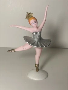 Bailarina de plata vintage años 70 adorno de pastel - Imagen 1 de 3