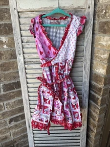 JELLY THE PUG Pink Love Letters Wrap Dress Mischa Valentines Girls Sz 8 - Picture 1 of 6