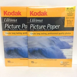Kodak Ultima Picture Paper 8.5 x 11 Heavy Weight High Gloss 15 Sheets- Lot of 2 - Picture 1 of 6