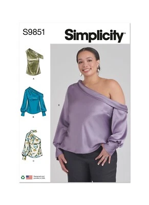 SIMPLICITY 9851 MISSES WOMENS TOPS Sewing Pattern Sizes 10-18 20W-28W 30W-38W - Image 1 of 4