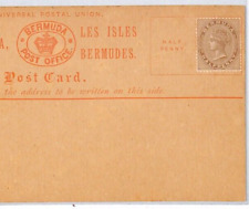 BERMUDA QV Unused HALFPENNY Stamp Early Buff UPU Postcard {samwells-covers}PJ90