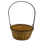 Bamboo Hand Basket Woven Wicker Basket Flower Green Metal Handle