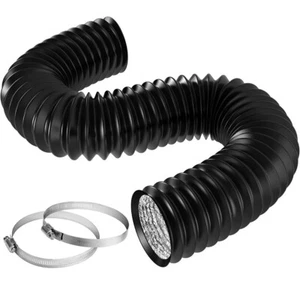 Flexible 8in 10ft Aluminum Foil Air Duct Vent Hose for HVAC Ventilation 2 Clamps - Picture 1 of 8