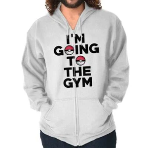Funny I'm Going To The Gym GO Trainer Joke Sweatshirt Zip Up Hoodie Men Women - Picture 1 of 11