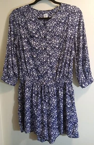 Gap Kids Girl's Navy Blue Multi Floral Print 3/4 Sleeve Romper, Size XXL. - Picture 1 of 4