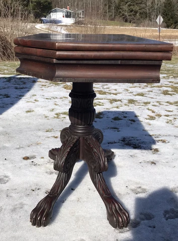 19TH C CLASSICAL FEDERAL ANTIQUE GAME / CARD TABLE CONSOLE ~ Folding Cover
