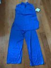 Nwt Erica Loren Womens Blue  Nylon 2Pc Lingerie Sleep Set Pajamas Vtg 1960S 42