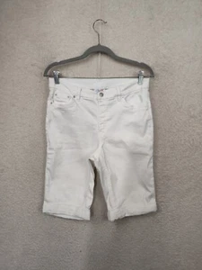 Denim & Co. Women Short 8 White Cotton Blend Mid Rise Straight Regular Bermuda - Picture 1 of 19