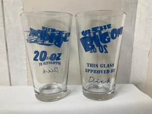 Lot of 2 Approved by Dick Miller Lite The Big One 20 oz Tumbler Glass Beer Stein - Picture 1 of 13