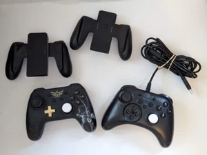 Nintendo Switch Controller LOT of 4 WIRED PowerA Zelda HORI Joy Con Grip Holders - Picture 1 of 17