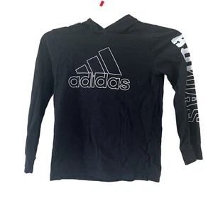Adidas Youth Hoodie Sweatshirt Boys Size 6 Spelled Out Black - Picture 1 of 9