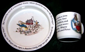 Wonderful Wedgwood Peter Rabbit/Mr McGregor Charming Child's Youth Plate & Mug - Picture 1 of 3