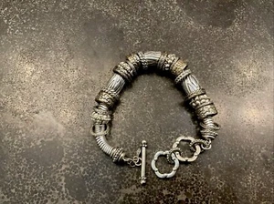 Premier Designs Bracelet Gold Tone Silver Cable With Sliding Bead Charms Pearl - Bild 1 von 4