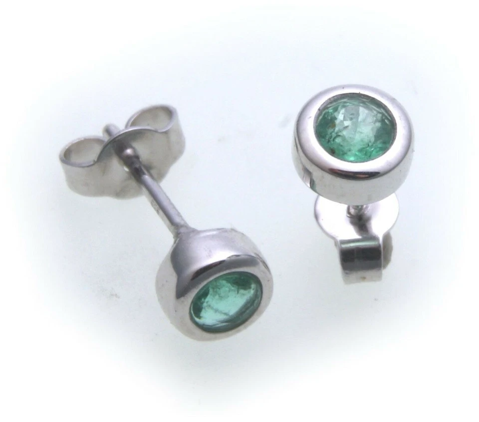 Ohrringe Stecker Smaragd echt Weißgold 333 8kt Damen Ohrstecker Gold grün - Bild 1 von 1