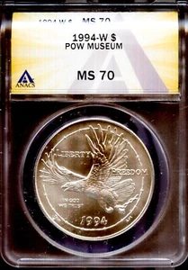 1994-W $1 POW Museum Dollar MS 70 ANACS 7624907 + Bonus - Picture 1 of 2