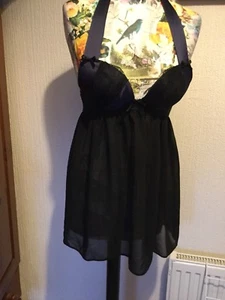 Ann Summers. Ladies Size 8 Sexy Babydoll. New. Black & Navy Lace/silky Like. - Picture 1 of 12