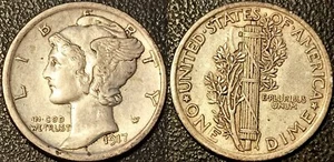 États-Unis - 1 Mercury dime argent 1917 TTB+ ! KM#140 - Imagen 1 de 1