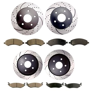 Fit for 2009 2010-2017 Dodge Ram 1500 Front & Rear Brake Rotors + Ceramic Pads - Picture 1 of 7