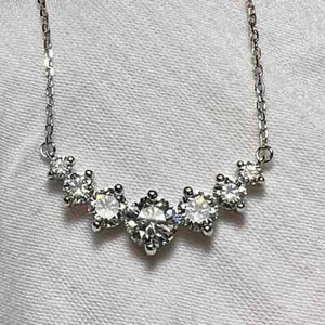 Certified Moissanite 4.50 Ct Round-Cut Graduated Pendant 14k White Gold Plated - Picture 1 of 5