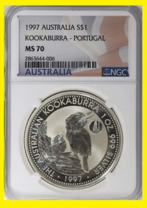 1997 Australia Kookaburra  privy 1 oz Silver NGC ms 70 Rare BOX COA - Picture 1 of 3