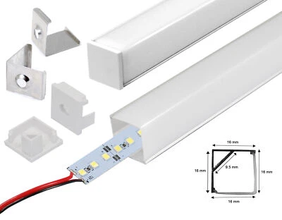 LED Aluprofil Aluminium Profil Alu Schiene Leiste Winkelprofil Eckprofil + LED  - Bild 1 von 3
