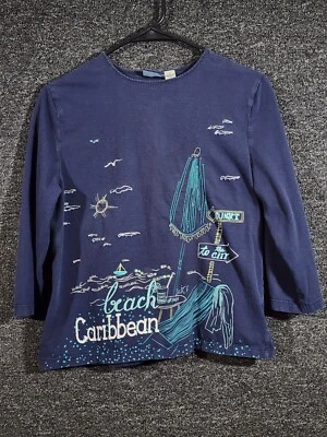 Caribbean Joe Women's T-Shirt Long Sleeve Beach Theme Size S - Image 1 of 4