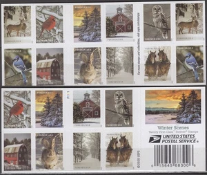 SC# 5541b (5532-41) – 2020 First-Class Forever Stamp - Winter Scenes Pane of 20 - Picture 1 of 1