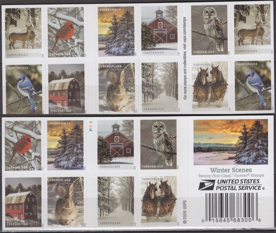 SC# 5541b (5532-41) – 2020 First-Class Forever Stamp - Winter Scenes Pane of 20 - Image 1 of 1