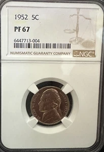 1952 Jefferson Nickel NGC Certified PF67 - Picture 1 of 2
