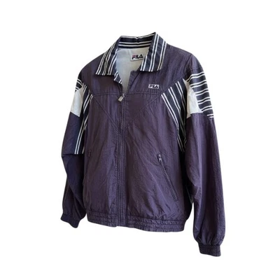 Chaqueta cortavientos de nailon Fila de colección años 90 pequeña forro de malla ligera púrpura Foto 1 de 4