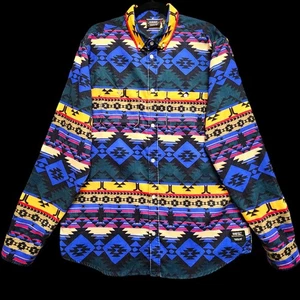 WESC Aztec Corduroy Shirt Mens Large/ Womens XL Button Down Western PLEASE READ - Picture 1 of 11
