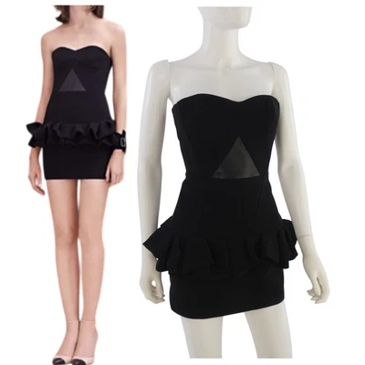 Maje Black Dress Party Strapless Mini Little Black Dress Peplum Going Out size 6 - Image 1 of 4