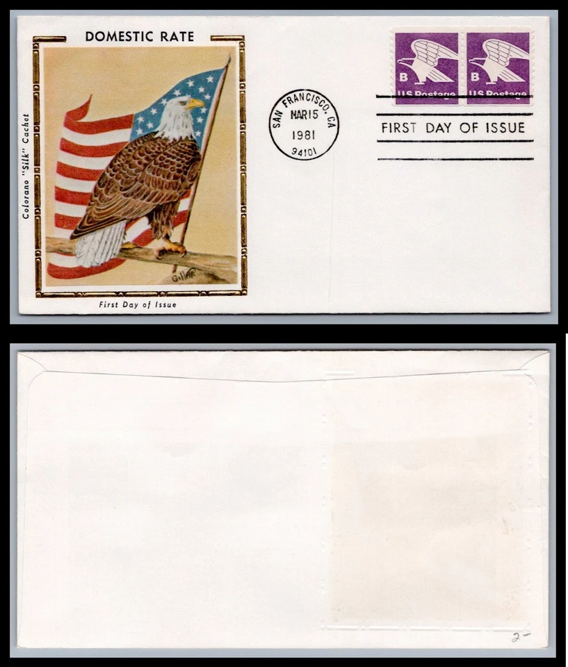 US FDC # 1820 "B" Rate (18c) Eagle Coil Colorano pair  1981, 9Q1121 - Image 1 of 1